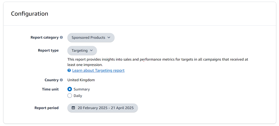 Amazon Ads Targeting Report